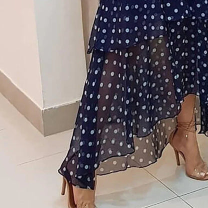 Women's Dot Printing Dark Blue Dress