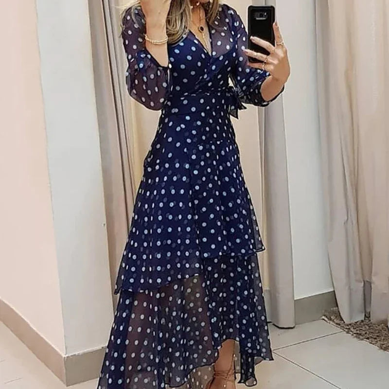 Women's Dot Printing Dark Blue Dress