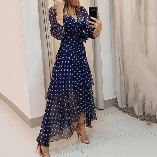 Women's Dot Printing Dark Blue Dress