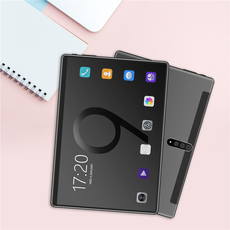 Smartphone with app icons on a light pink background