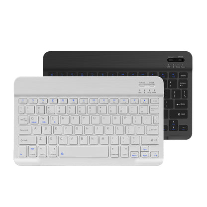 White keyboard and black keyboard case on a white background