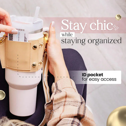 PU Leather Water Tumblers Handle Shoulder Strap for 30–40 - YAXSO