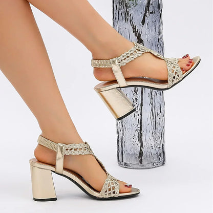 Women’s Round Toe Bohemian Chunky Heel Sandals - YAXSO