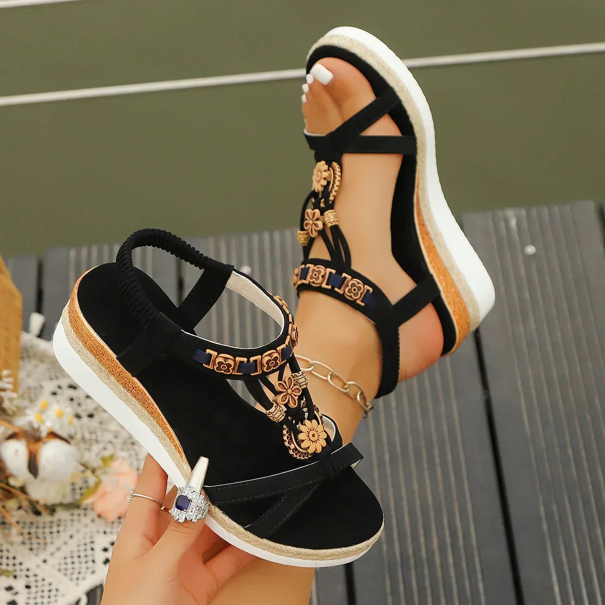 Open Toe Sandals with Thick Sole - YAXSO