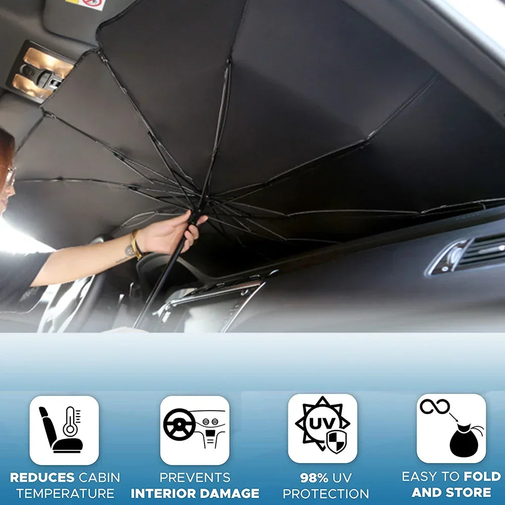 Foldable Car Windshield Sunshade Umbrella UV Protection - YAXSO