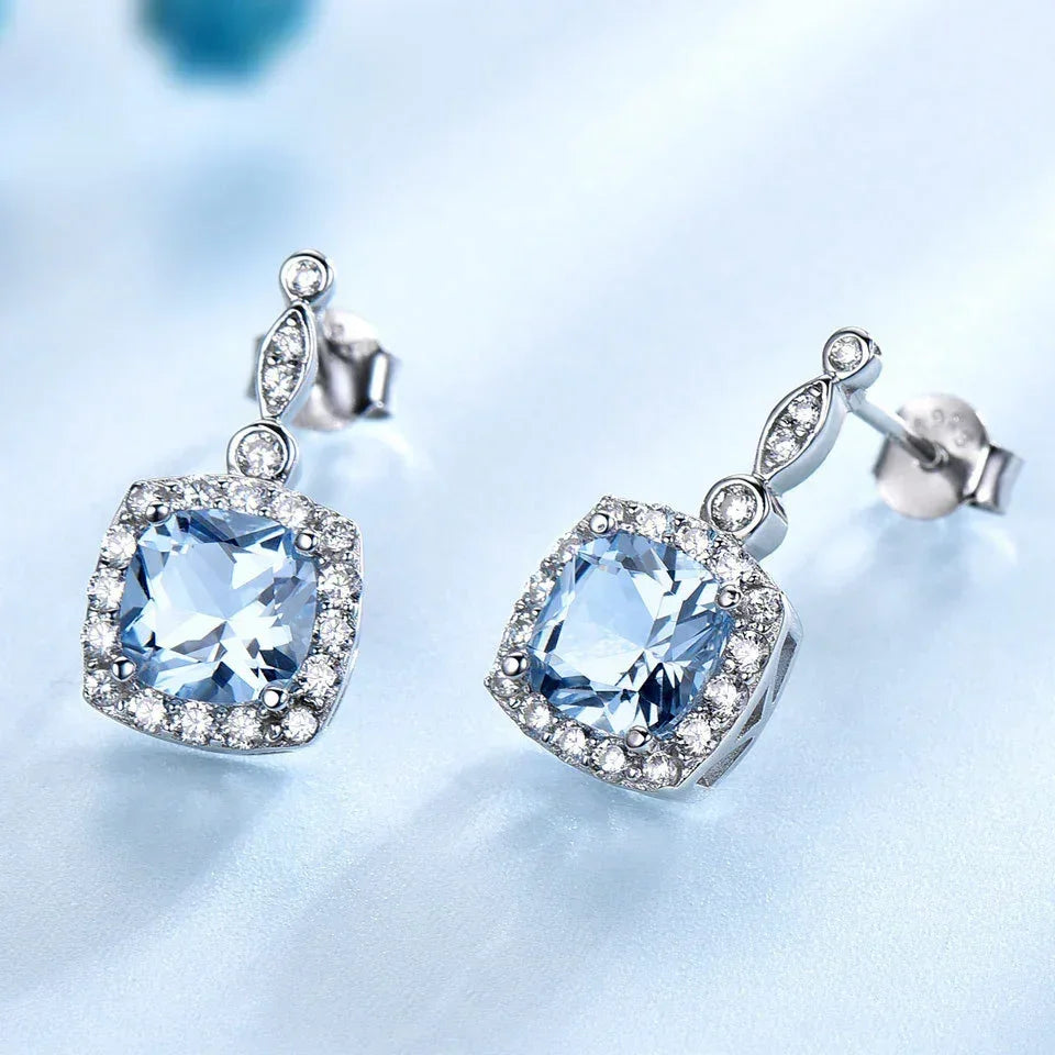 925 Sterling Silver Sky Blue Topaz Jewelry Set - YAXSO