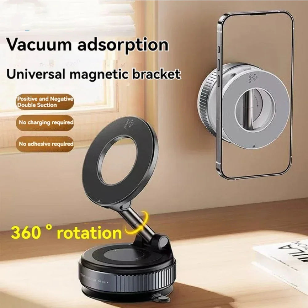 Magnetic Car Phone Holder – Foldable Adjustable Mount with Vacuum Suction - YAXSO