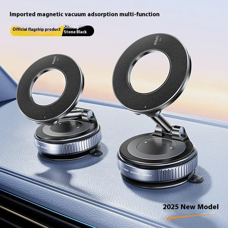 Magnetic Car Phone Holder – Foldable Adjustable Mount with Vacuum Suction - YAXSO