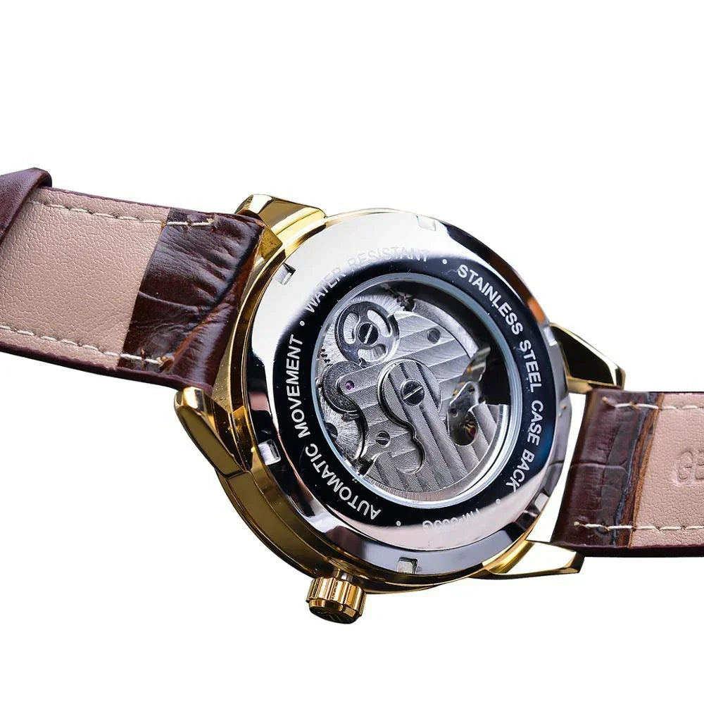 Mechanical Skeleton Watch with Moon Phase Display - YAXSO