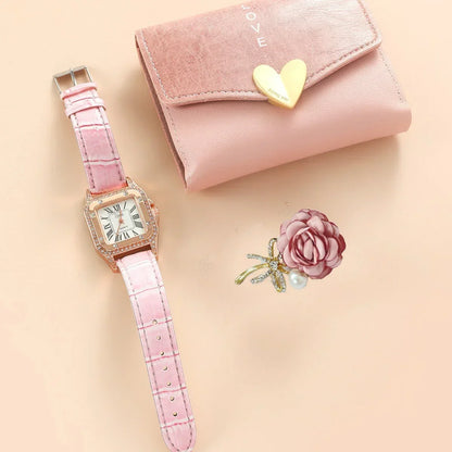 Ladies' Wallet Belt Brooch Watch Gift Set - YAXSO