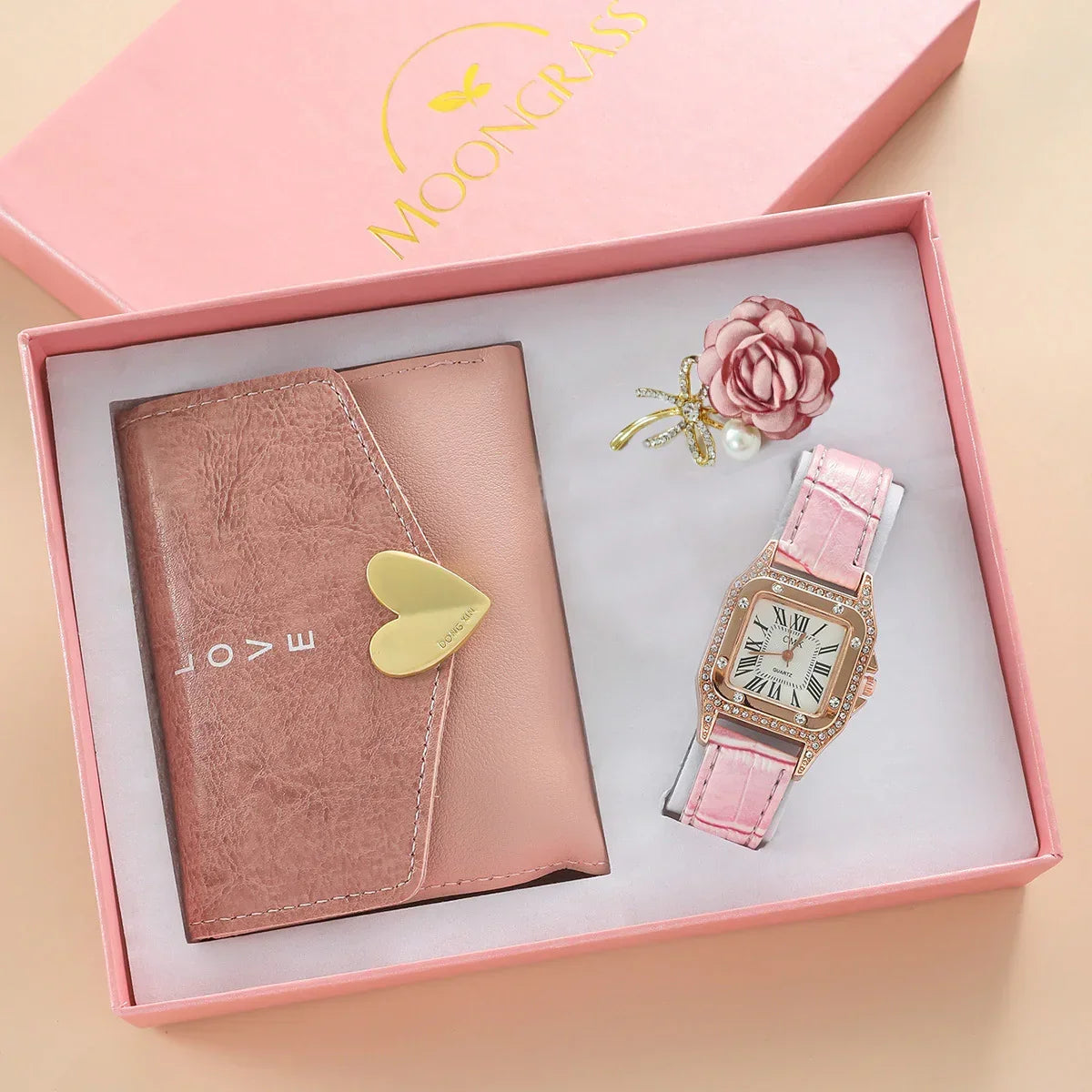 Ladies' Wallet Belt Brooch Watch Gift Set - YAXSO