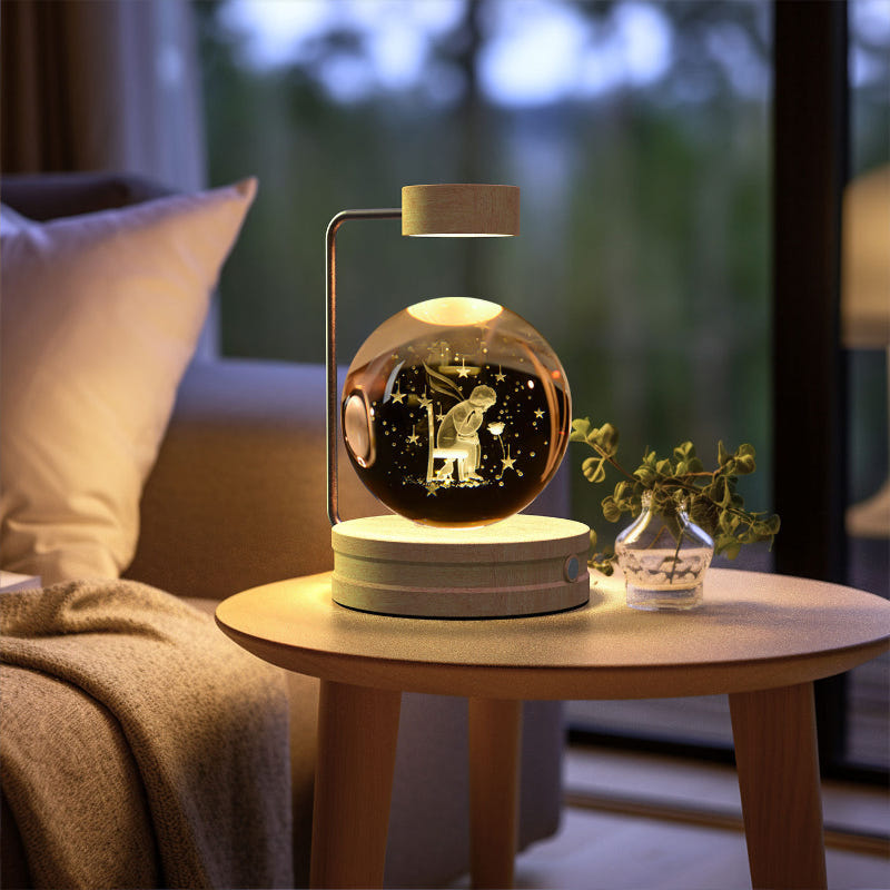 Cosmic LED night light with glowing starry animal figure in crystal dome