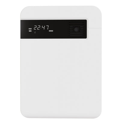 White electronic device with digital display on a white background