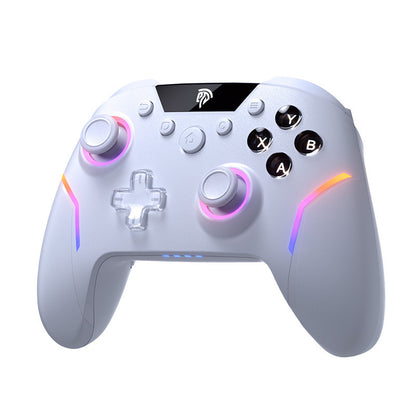 Gaming controller with RGB lighting on a white background
