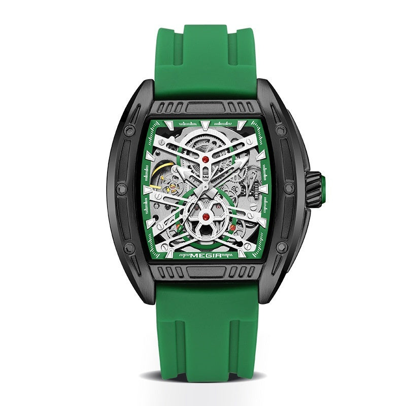 Green wristwatch with a detailed mechanical face YAXSO UAE ONLINE STORE