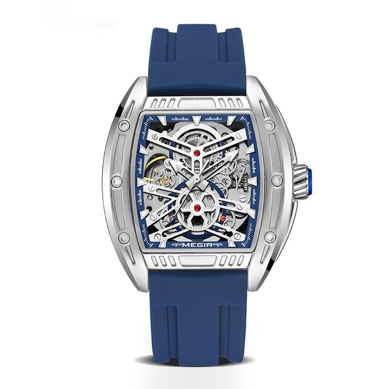 Watch with blue strap and visible mechanical components YAXSO UAE ONLINE STORE