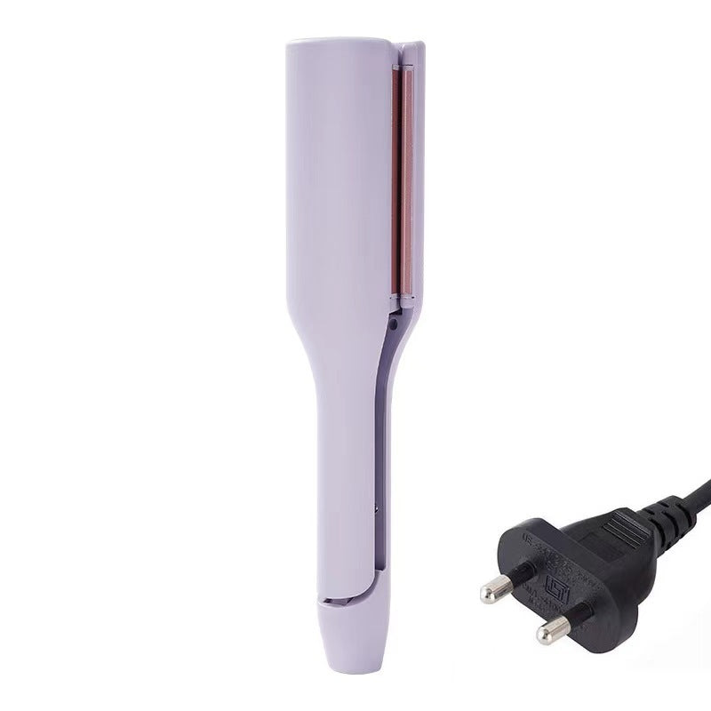 32mm deep wave curling iron with UK plug, pink/purple standing handle design