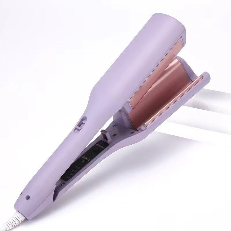 Deep wave curling iron with purple shell and copper-toned heating barrel