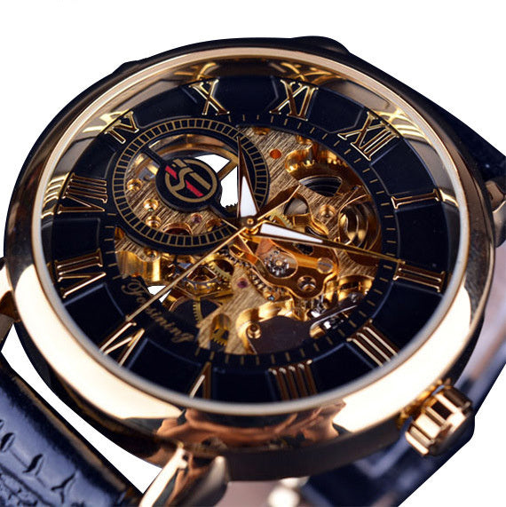 Luxury watch with intricate mechanical design on a white background