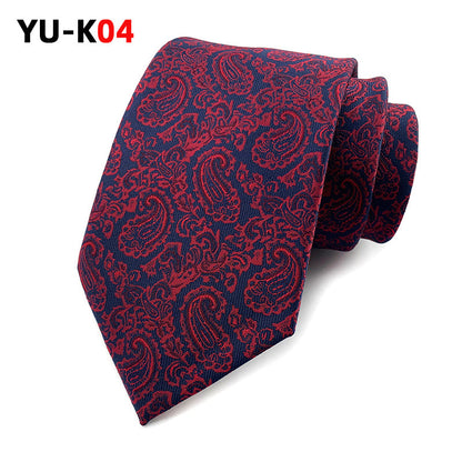 Red paisley patterned tie on a white background with 'YU-K04' text.
