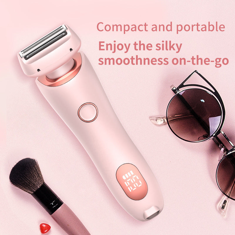 Pink women’s epilator with compact handle, LED window, and charging-ready design