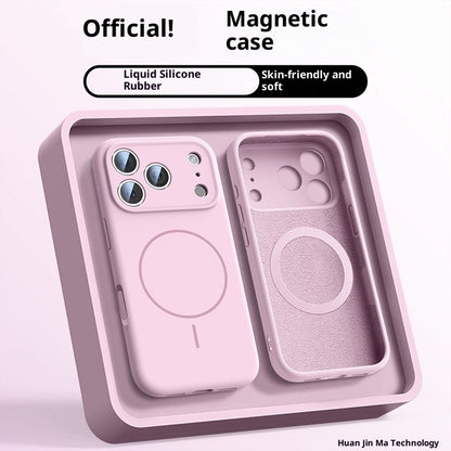 Pink phone case with magnetic feature on a light pink background