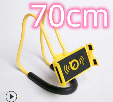 Yellow 360° rotatable selfie phone holder stand with adjustable clamp and cable loop