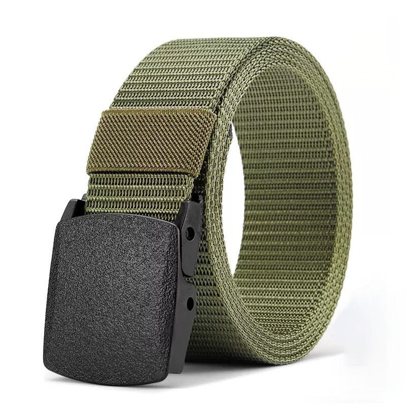 Green belt with a black buckle on a white background