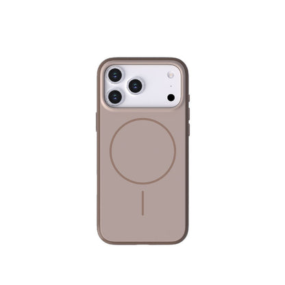 Beige phone case with MagSafe feature on a white background