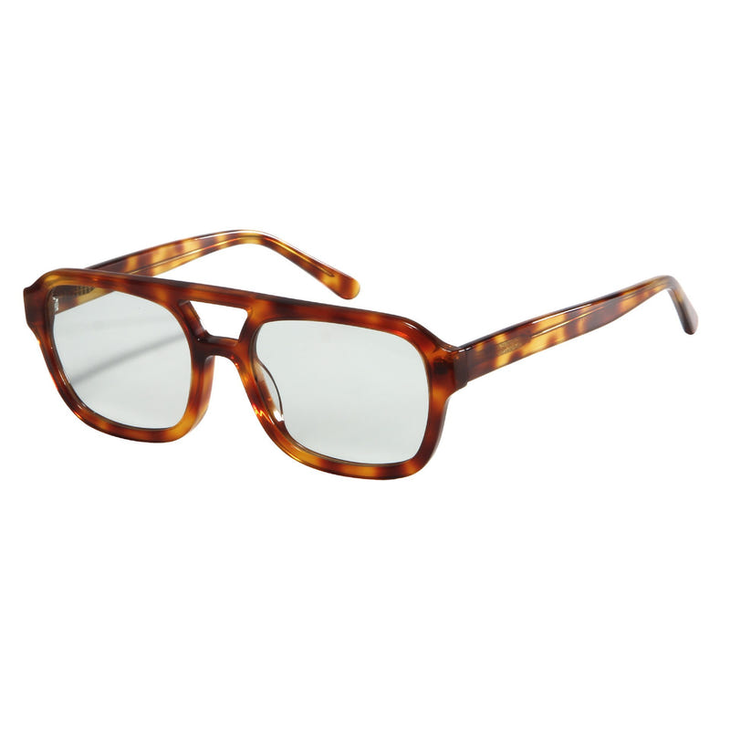 Tortoiseshell cat-eye sunglasses with clear tinted lenses and arched bridge