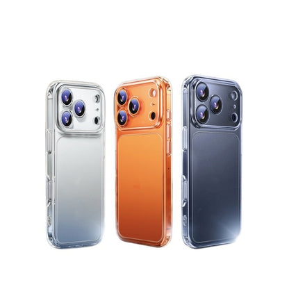Triple set of clear and colored iPhone cases with camera openings
