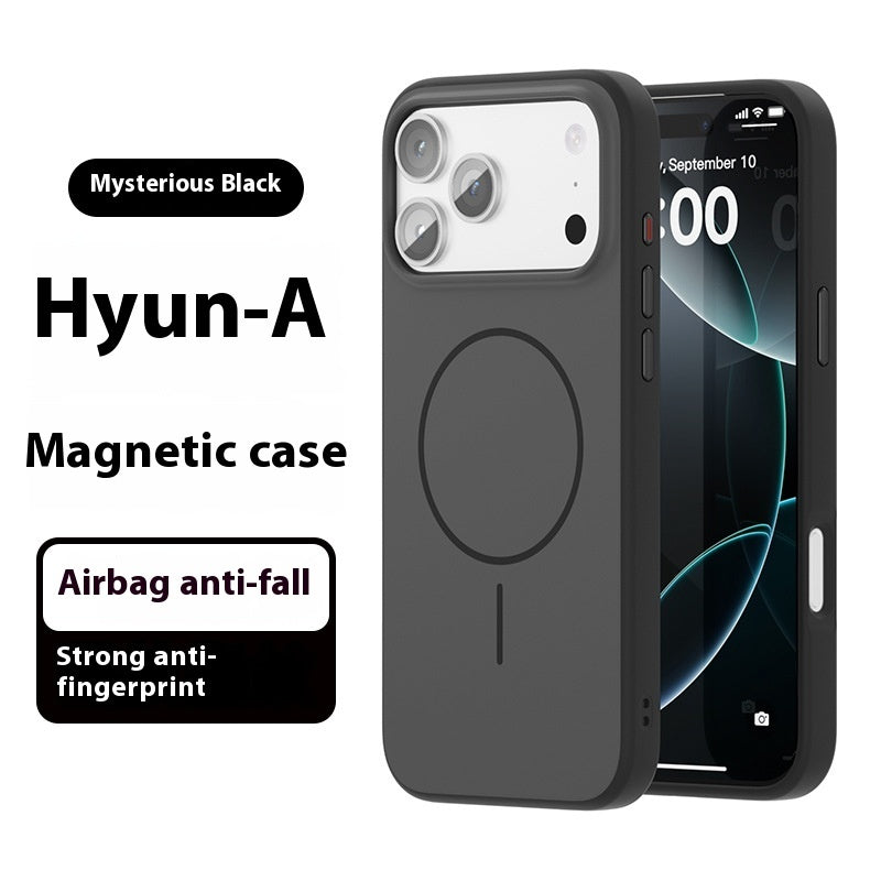 Black magnetic phone case with circular grip and camera cutouts
