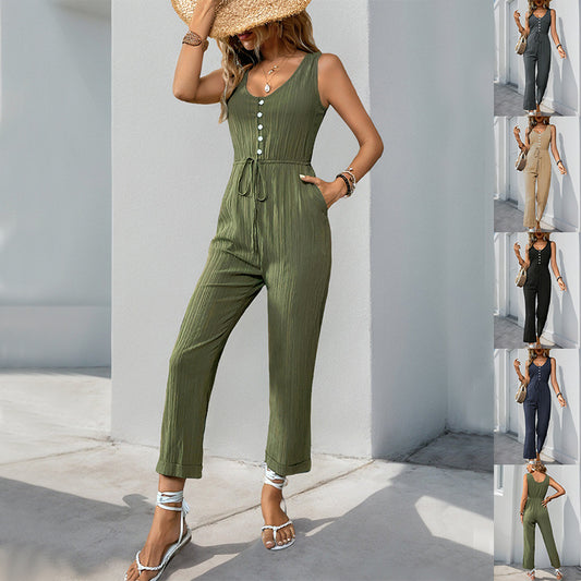V-Neck Sleeveless Jumpsuit
