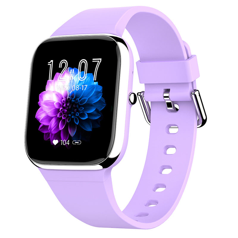 Smartwatch with a purple band on a white background
