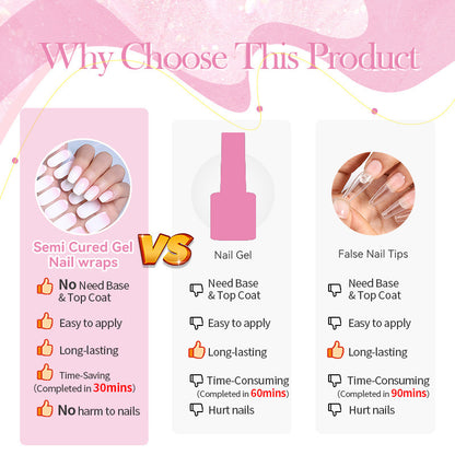 Semi-Cured Gel Nail Wraps Stickers Semi-curing French Gel
