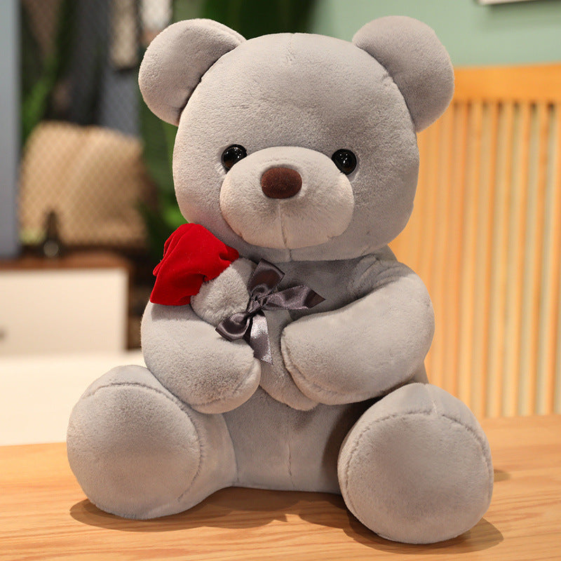 Gray teddy bear with a red bow tie YAXSO UAE ONLINE STORE