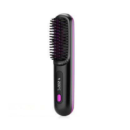 Black hairbrush with digital display on a white background