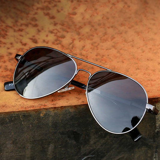 Polarized sunglasses with dark mirrored lenses and dark-brown acetate frame