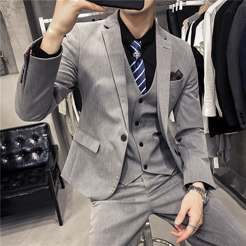Three-piece Solid Color Men's Suit