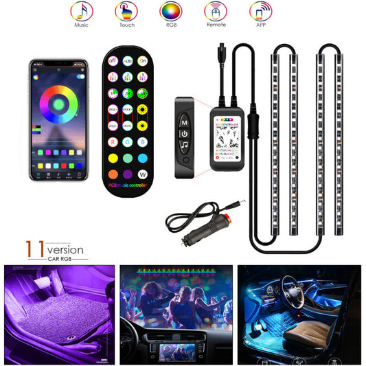 Car RGB lighting kit with smartphone app, remote control, and LED strips. YAXSO UAE ONLINE STORE