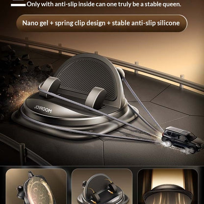 Car phone holder with anti-slip silicone pads and spring clip design