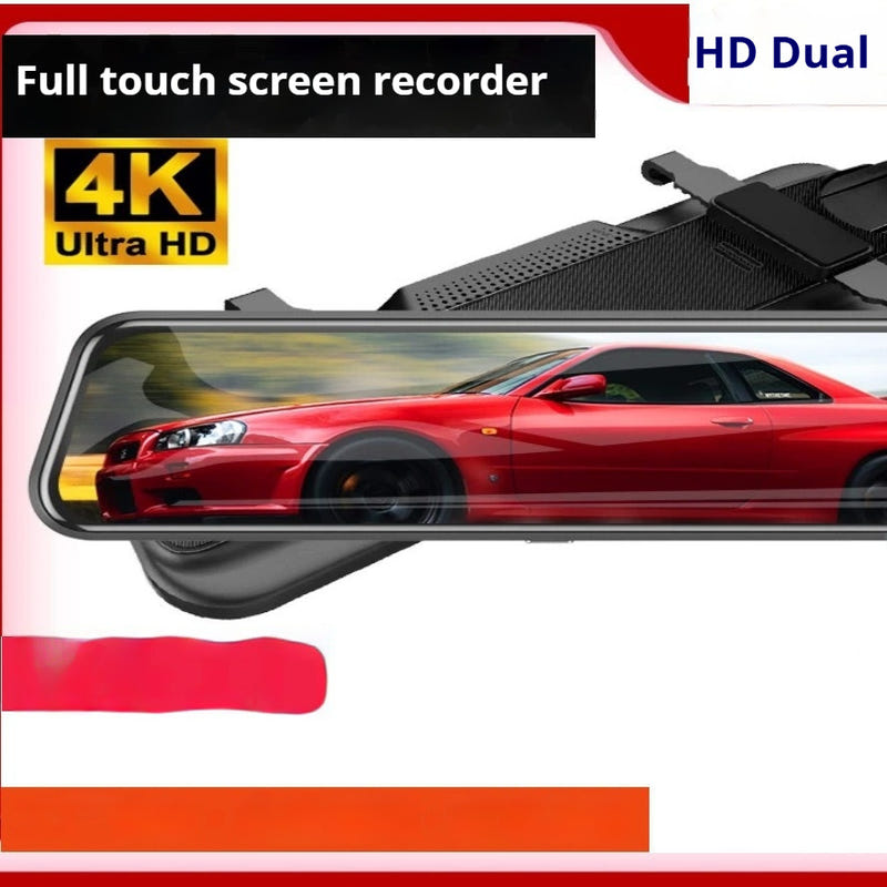 Rearview mirror dash recorder with 4K ultra HD full-touch screen