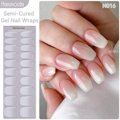 Semi-Cured Gel Nail Wraps Stickers Semi-curing French Gel