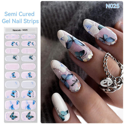 Semi-Cured Gel Nail Wraps Stickers Semi-curing French Gel