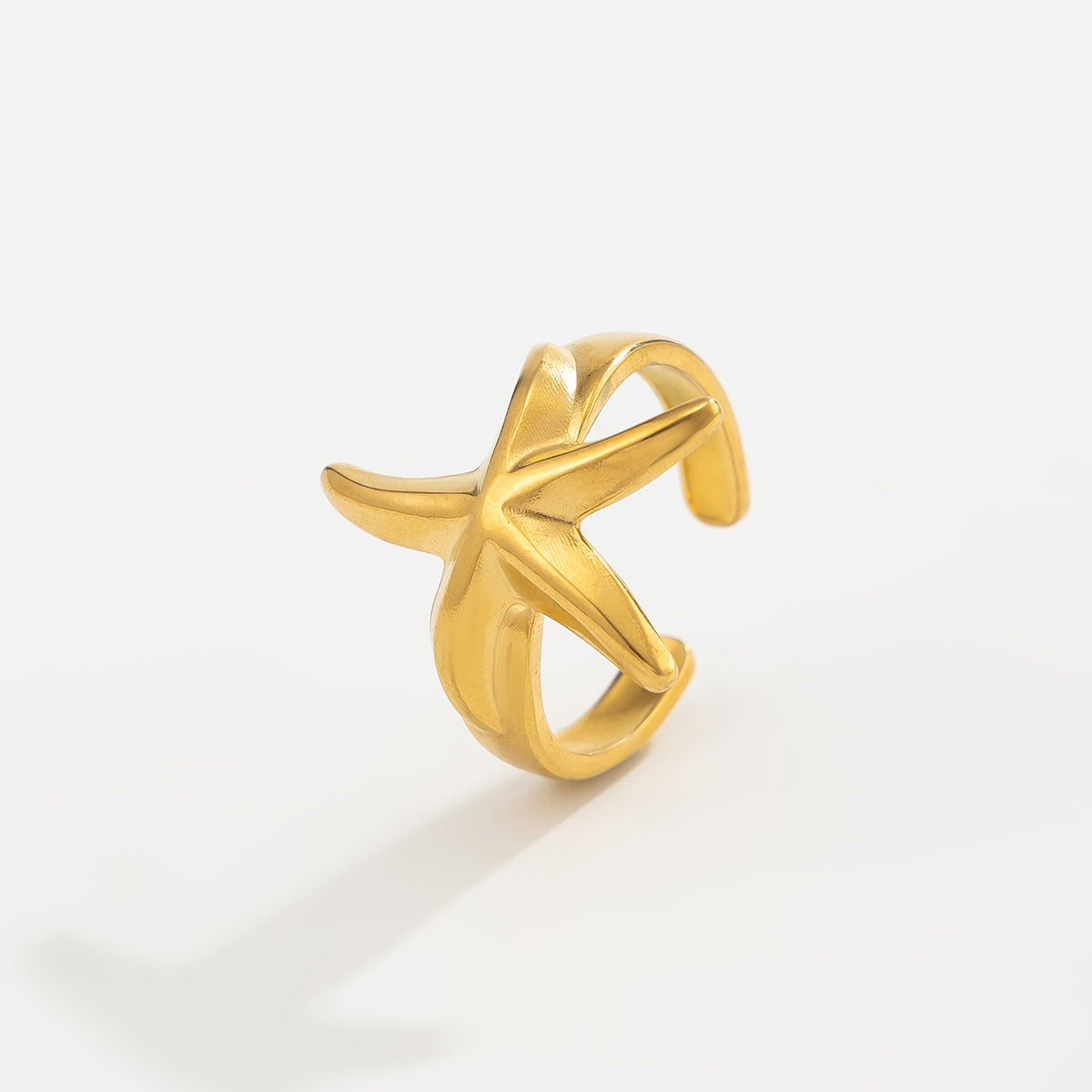 Gold 18K vacuum-plated hoop ring with a lightning-bolt charm detail