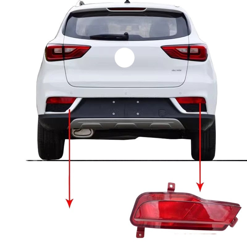 Rear fog lamp with red lens mounted on rear bumper