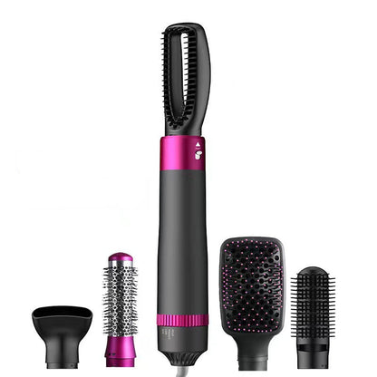 Multifunctional hair styling tool with attachments on a white background