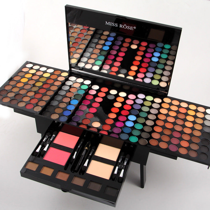 180-color eyeshadow and blush palette set with mirror and assortment of compact shade pans