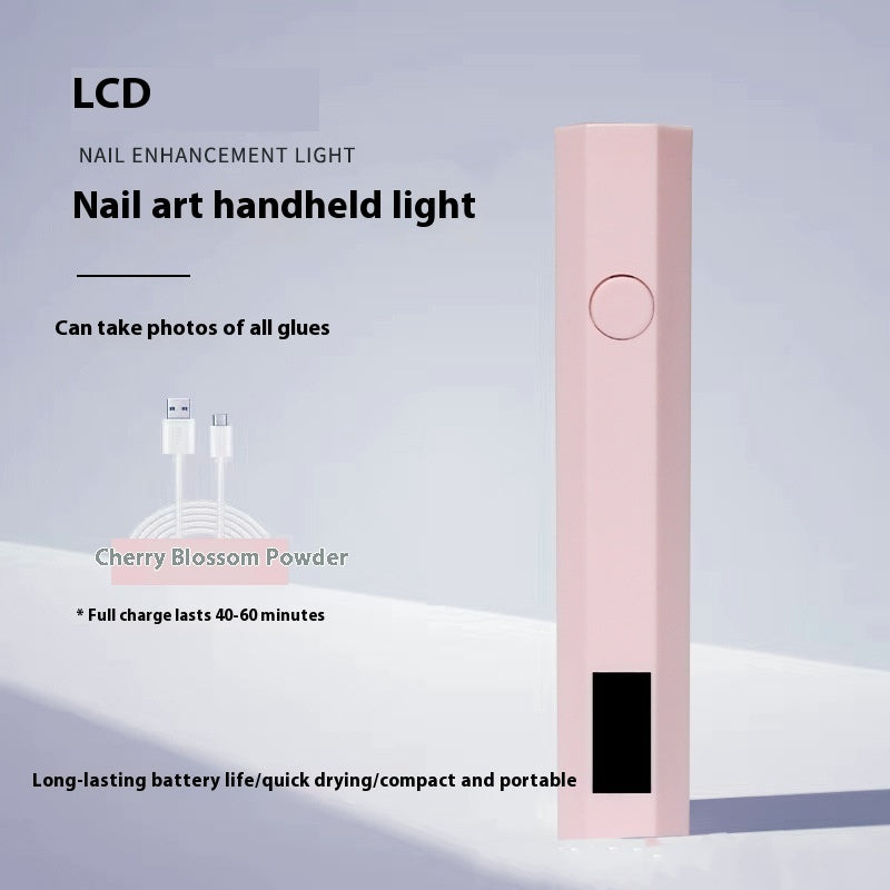 Rechargeable nail LED cure light with LCD display, powder pink body