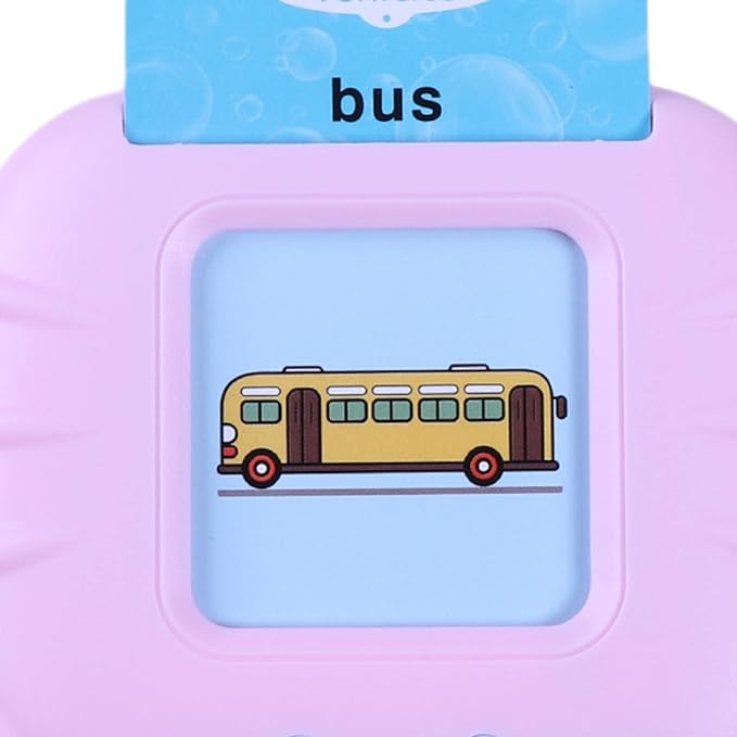 Kids flash cards showing a bus picture in the device window